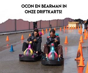 F1 coureurs in Fusion Drift karts