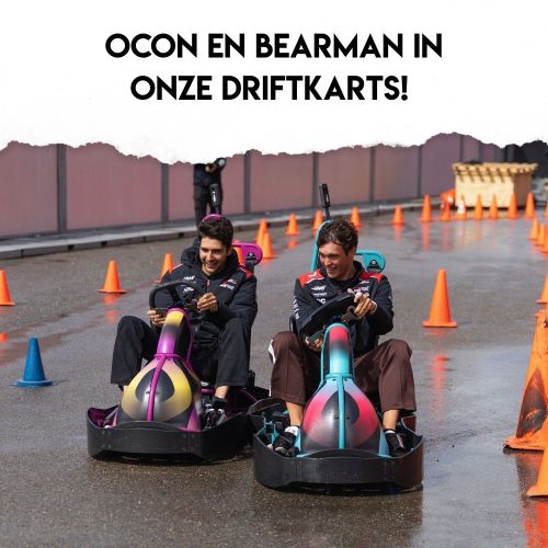 F1 coureurs in Fusion Drift karts