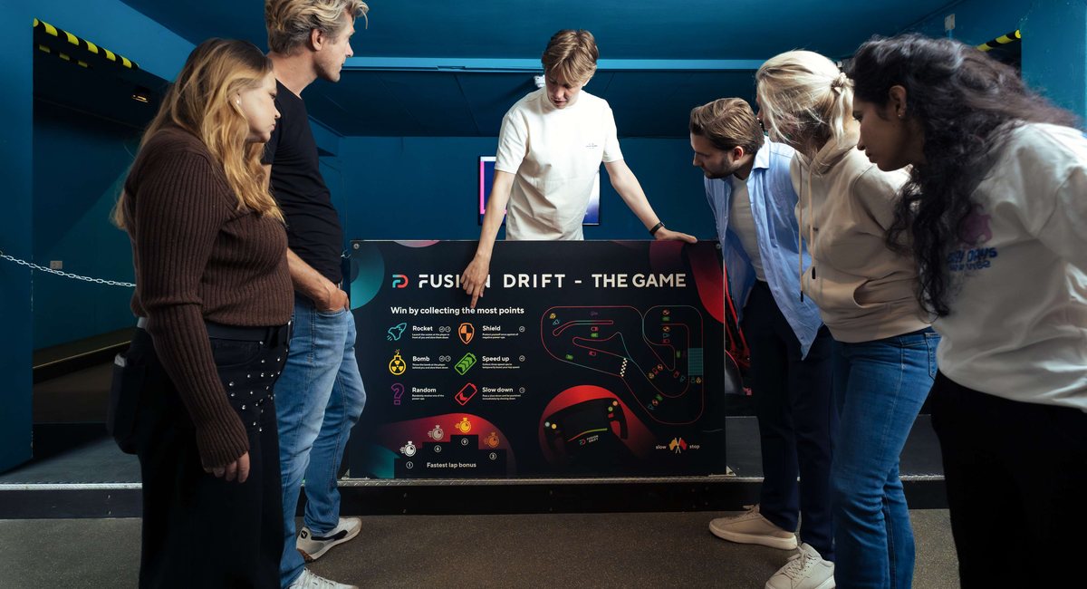 Uitleg van de power-ups op het spelbord van Fusion Drift Utrecht