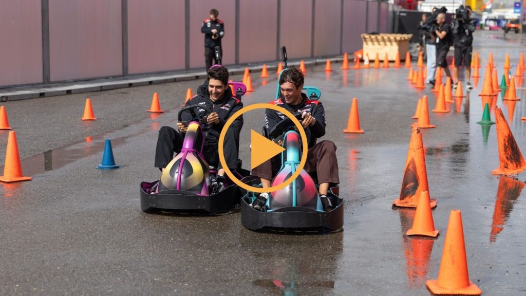 F1 coureurs in driftkarts van Fusion Drift